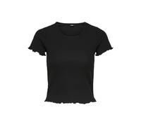 Only Damen Top ONLEMMA SHORT TOP – kurzarm, gerippt, kurz geschnitten, Rundhals – Schwarz S
