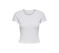 Rundhalsshirt ONLY "ONLEMMA S/S SHORT TOP NOOS JRS", Damen, Gr. S, weiß, Jersey, Obermaterial: 63% Polyester, 32% Viskose, 5% Elasthan, unifarben, regular fit kurz, Rundhals, gewellter Abschluss, Shir