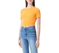 ONLY Women's ONLEMRA S/S Cropped TOP JRS T-Shirt, Flame Orange, XL