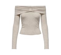 ONLY - ONLFAYOLA L/S OFF SHOULDER BOW TOP JRS oatmeal - Gr. - M