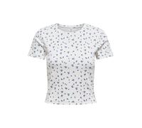 Kurzarmshirt ONLY "ONLFENJA LIFE SS AOP TOP JRS NOOS", Damen, Gr. XS (34), cloud dancer aop:blau flowers, Jersey, Obermaterial: 95% Baumwolle, 5% Elasthan, bedruckt, regular fit normal, Rundhals, Shir