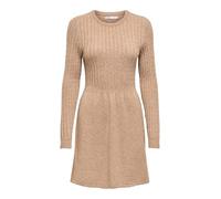 Strickkleid ONLY "ONLFIA LS CABLE DRESS KNT", Damen, Gr. XL, N-Gr, toasted coconut detail:with melange, Strick, Obermaterial: 50% Viskose, 27% Nylon, 23% Polyester, meliert, regular fit ca. Mitte Ober