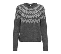 Strickpullover ONLY "ONLFRY LS JQ GLITTER O-NECK CC KNT", Damen, Gr. XS, dunkelgrau melange pattern:silber glitter, Strick, Obermaterial: 56% Polyacryl, 22% Polyester, 21% metallisierte Fasern, 1% Ela