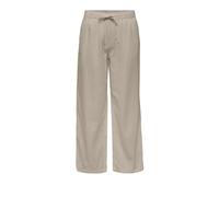 Culotte ONLY "ONLGOA MW LIN BL PULL-UP CULOTTE CC PNT", Damen, Gr. XL, N-Gr, oxford tan, Web, Obermaterial: 70% Viskose, 30% Leinen, unifarben, knöchelfrei, Hosen Culotte, mit Leinen (40532012-XL) oxf