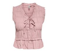 Onlgoa S/S Linen Bl Frill Top Cc PNT