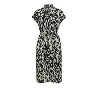 Hemdblusenkleid ONLY "ONLHANNOVER S/S SHIRT DRESS NOOS WVN", Damen, Gr. 36 (S), N-Gr, beige (birch aop:schwarz graphic), Web, Obermaterial: 100% Polyester, gemustert, Kleider, Sommerkleid (32477351-36