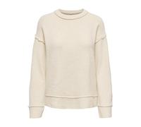 Strickpullover ONLY "ONLHAZEL LS DETAIL O-NECK BF KNT", Damen, Gr. M, weißcap gray detail:melange, Strick, Obermaterial: 93% Polyester, 4% Wolle, 3% Elasthan, meliert, regular fit, Rundhals, Rippbündc