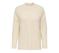 Strickpullover ONLY "ONLHAZEL LS HIGHNECK OVERS PULL KNT NOOS", Damen, Gr. S, weiß (weißcap gray detail:melange), Strick, Obermaterial: 93% Polyester, 4% Nylon, 3% Elasthan, meliert, oversize Po-bedec