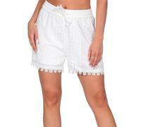 Shorts ONLY "ONLHELENA STRING LACE SHORTS WVN", Damen, Gr. S (36), N-Gr, rot (cloud dancer), Web, Obermaterial: 70% Baumwolle, 30% Nylon, unifarben, modisch, regular fit kurz, Hosen (60505442-S) cloud