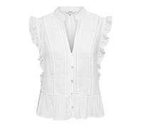 ONLY Damen Blusen-Top legante Sommerbluse ärmellos Damenbluse mit Rüschen ONLHenny Frill Button 15374978 Bright White M