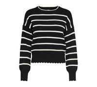 Rundhalspullover ONLY "ONLIBI LS O-NECK NOOS KNT", Damen, Gr. XL (42), schwarz-weiß (schwarz stripes:weißcap gray mel), Strick, Obermaterial: 50% Viskose, 27% Nylon, 23% Polyester, gestreift, modisch,