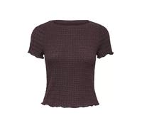 Kurzarmshirt ONLY "ONLILSE S/S TOP STRUCTURE JRS NOOS", Damen, Gr. L, deep mahogany, Jersey, Obermaterial: 100% Polyester, unifarben, regular fit normal, U-Boot-Ausschnitt, Shirts, Kunstfaser, regular
