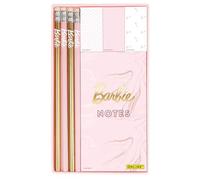 ONLINE Barbie Schreibset mit Bleistiften I Barbie Stifte mit Print I Hübsches Barbie-Design mit Stiften, Notepad und Sticky Notes I Inkl. Barbie Glitzer-Motiv für Kinder, ideal als Geschenk