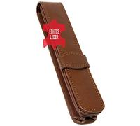 ONLINE Classic Lederetui für Einen Stift - Braunes Stiftetui Mit Stecklasche für Schreibgeräte Aller Marken - Echtleder Kugelschreiber-Etui, Füller-Etui - 14,5x 2,5x 2,5 cm (LxBxH)