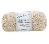 Online Garne Linie 2 Supersocke Silk | beige Sockenwolle mit Seide und Merinowolle | Sockengarn 4fädig (4fach, 4ply) | 55% Wolle, 25% Polyamid, 20% Seide | Strumpfwolle 50g 200m (09 beige)