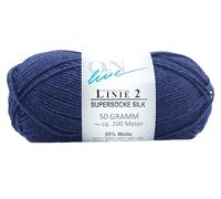 Online Garne Linie 2 Supersocke Silk | dunkelblaue Sockenwolle mit Seide und Merinowolle | Sockengarn 4fädig (4fach, 4ply) | 55% Wolle, 25% Polyamid, 20% Seide | Strumpfwolle 50g 200m (05 marine)
