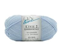 Online Garne Linie 2 Supersocke Silk | hellblaue Sockenwolle mit Seide und Merinowolle | Sockengarn 4fädig (4fach, 4ply) | 55% Wolle, 25% Polyamid, 20% Seide | Strumpfwolle 50g 200m (02 hellblau)