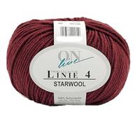 Online Garne Linie 4 Starwool | Reine Merinowolle dunkel rot zum Stricken und Häkeln | 50g Wolle einfarbig uni | Nadelstärke 3,5 bis 4,5 mm (086 | weinrot)