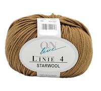 Online Garne Linie 4 Starwool | Reine Merinowolle karamell braun zum Stricken und Häkeln | 50g Wolle einfarbig uni | Nadelstärke 3,5 bis 4,5 mm (088 | caramell)