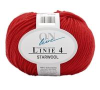 Online Garne Linie 4 Starwool | Reine Merinowolle zum Stricken und Häkeln | 50g Wolle einfarbig uni | Nadelstärke 3,5 bis 4,5 mm (021 | rot)