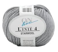 Online Garne Linie 4 Starwool | Reine Merinowolle zum Stricken und Häkeln | 50g Wolle einfarbig uni | Nadelstärke 3,5 bis 4,5 mm (104 | hellgrau)