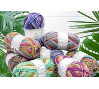 Online Garne Sockenwolle Paket, 8x100g Supersocke 393 Amazonas Color, Strumpfwolle 4-fach mit Farbverlauf, Sockengarn 4-fädig, trocknergeeignet, mulesingfrei