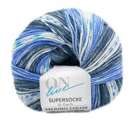 Online Garne Supersocke Sockenwolle 6-fach Merino Color | Strumpfwolle 6-fädig mit Merinowolle | 150g dickes Sockengarn mit Farbverlauf | 75% Wolle, 25% Polyamid (3158)