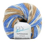 Online Garne Supersocke Sockenwolle 6-fach Merino Color | Strumpfwolle 6-fädig mit Merinowolle | 150g dickes Sockengarn mit Farbverlauf | 75% Wolle, 25% Polyamid (3162)