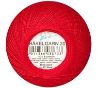 ONline HÄKELGARN 50 g Stärke 20, 50 Gr. 100 % Baumwolle (0011 rot)