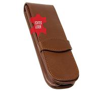 ONLINE Lederetui Classic für 2 Schreibgeräte I Braunes Stifteetui Mit Stecklasche & 2 Fächern I Echtleder I Kugelschreiber, Füller I 14,5x 4,5x 2,5 cm I Für Alle Marken