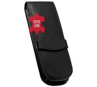 Online Lederetui Classic für 3 Schreibgeräte I Schwarzes Stifteetui mit Stecklasche & 3 Fächern I Echtleder I Kugelschreiber-Etui, Füller-Etui, Schreib-Etui I 14,5 x 5 x 2,5 cm I Für alle Marken