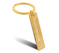 Online Schlüsselanhänger personalisiert gold I Schlüsselanhänger zum selbst gestalten mit Gravur I Personalisiertes Geschenk für Freundin, Freund, Mama, Papa I Anhänger zum Beschriften