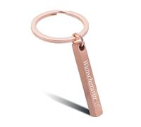 Online Schlüsselanhänger personalisiert rosegold I Schlüsselanhänger Gravur zum selbst gestalten, 4-seitig gravierbar I Personalisiertes Geschenk für Mama und Papa I Anhänger zum Beschriften