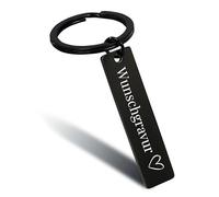 Online Schlüsselanhänger personalisiert schwarz I Schlüsselanhänger zum selbst gestalten mit Gravur I Personalisiertes Geschenk für Freundin, Freund, Papa I Anhänger zum Beschriften