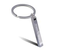 Online Schlüsselanhänger personalisiert silber I Schlüsselanhänger Gravur zum selbst gestalten, 4-seitig gravierbar I Personalisiertes Geschenk für Freundin, Freund, Papa I Anhänger zum Beschriften