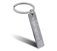 Online Schlüsselanhänger personalisiert silber I Schlüsselanhänger zum selbst gestalten mit Gravur I Personalisiertes Geschenk für Freundin, Freund, Papa I Anhänger zum Beschriften