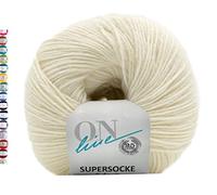 Online Sockenwolle 6-fädig uni natur | Supersocke 6-fach 321 Merino einfarbig | dickes Sockengarn mit Merinowolle zum Stricken und Häkeln (5023 Wollweiß)