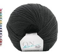 Online Sockenwolle 6-fädig uni schwarz | Strumpfwolle Supersocke 6-fach 321 Merino einfarbig | dickes Sockengarn mit Merinowolle zum Stricken und Häkeln (5010 Schwarz)