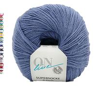 Online Sockenwolle 6-fädig uni | Supersocke 6-fach 321 Merino einfarbig | dickes Sockengarn mit Merinowolle zum Stricken und Häkeln (5015 Jeans)