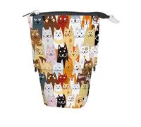 Online X-Pand 2-in-1 Federmäppchen & Stifteköcher I Wandelbare Federmappe mit Katzen-Motiv & 3 Innenfächern für Schreibutensilien, Schminke, Pinsel etc. I Pop Up Pencil Case für Schule, Uni & Büro