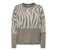 Rundhalspullover ONLY "ONLJADE ANIMAL LS O-NECK NOOS KNT", Damen, Gr. S, weiß (mermaid pattern:with zebra weißcap gray), Strick, Obermaterial: 81% Polyacryl, 19% Polyester, gemustert, regular fit norm