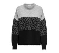 Only Rundhalspullover ONLJADE Animal LS O-Neck NOOS KNT Damen Strick gemustert, meliert Grau M