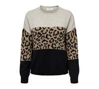 Only Damenpullover ONLJADE Animal LS O-Neck NOOS KNT Moonbeam/Black/Toasted Coconut XL