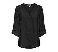 Shirtbluse ONLY "ONLJANA METTE V-NECK LS SHIRT NOOS WVN", Damen, Gr. M, schwarz, Web, Obermaterial: 100% Polyester, unifarben, regular fit normal, V-Ausschnitt, mit Aufschlag, Blusen (29617355-M) schw