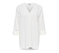 Shirtbluse ONLY "ONLJANA METTE V-NECK LS SHIRT NOOS WVN", Damen, Gr. XS, cloud dancer, Web, Obermaterial: 100% Polyester, unifarben, regular fit normal, V-Ausschnitt, mit Aufschlag, Blusen (63520929-X