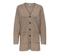 Strickjacke ONLY "ONLKATIA LS RIB V LOOSE CARDIGAN CC KNT" Gr. L (40), braun (malt ball detail:melange), Damen, Strick, Obermaterial: 50% Viskose, 27% Nylon, 23% Polyester, meliert, Strickjacken (6199
