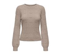 Strickpullover ONLY "ONLKATIA LS STRUCTURE O-NECK PULL CC KNT", Damen, Gr. XS, mocha meringue detail:melange, Strick, Obermaterial: 50% Viskose, 27% Nylon, 23% Polyester, meliert, regular fit normal,