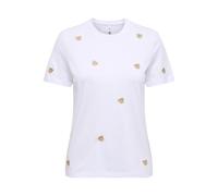 Only Regular Fit T-Shirt aus reiner Baumwolle Modell 'KETTY LIFE' in Weiss, Größe XS