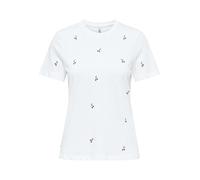 ONLY Kurzarmshirt ONLKETTY LIFE S/S O-NECK TOP – 100% Baumwolle, Print, Rundhals – Damen L Weiß
