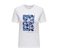 Kurzarmshirt ONLY "ONLKITA REG S/S PRINT TOP NOOS", Damen, Gr. S, hellweiß print:rita flower blau, Jersey, Obermaterial: 100% Baumwolle, bedruckt, regular fit normal, Rundhals, Shirts (21988657-S) hel